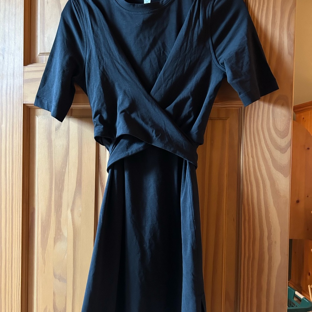 lululemon athletica Black Midi Wrap-Front Dress